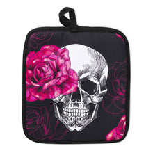 Load image into Gallery viewer, Pink Skull Rose Oven Mitts And Potholder Set
