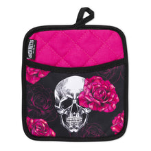 Load image into Gallery viewer, Pink Skull Rose Oven Mitts And Potholder Set