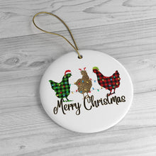 Load image into Gallery viewer, Plaid Rooster Merry Christmas Ornament