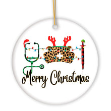 Carregar imagem no visualizador da galeria, Plaid Nurse Theme Merry Christmas Ornament, Stethoscope and Needle