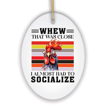 Load image into Gallery viewer, Quirky Antisocial Rooster Ceramic Ornament, Cute and Funny Christmas Gift