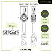 Carregar imagem no visualizador da galeria, Frontline RPW061S Web Single Leg 6' SRL with Steel Snap Hook End