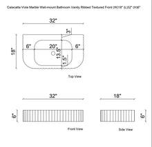 Carregar imagem no visualizador da galeria, Calacatta Viola Marble Wall-mount Bathroom Vanity Sink Ribbed Textured Front (W)18" (L)32"