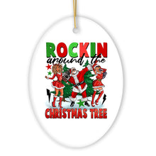 Carregar imagem no visualizador da galeria, Rockstar Dancing Santa and the Ladies Cool and Funny Ornament, Rockin Around the Christmas Tree