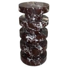 Carregar imagem no visualizador da galeria, Rosso Levanto Marble Plinth Designer Side Table Polished (D)12" (H)24"
