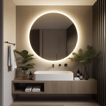 Load image into Gallery viewer, Round LED Bathroom Vanity Mirror With Dimmable Lights