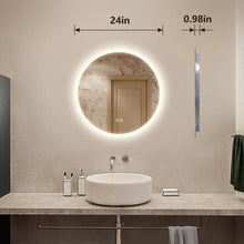Load image into Gallery viewer, Round LED Bathroom Vanity Mirror With Dimmable Lights
