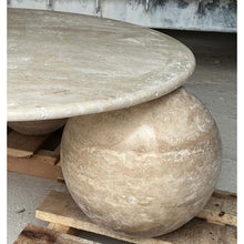 Carregar imagem no visualizador da galeria, Troia Light Travertine Round Designer Coffee Table with Sphere Legs