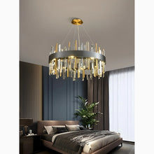 Load image into Gallery viewer, Royal Hanging Gold/Titanium/Copper Round Crystal Chandelier for Dining Room