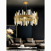 Load image into Gallery viewer, Royal Hanging Gold/Titanium/Copper Round Crystal Chandelier for Dining Room
