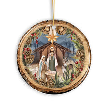 Carregar imagem no visualizador da galeria, Rustic Nativity Birth of Christ Scene Ornament, Christianity and Son of God
