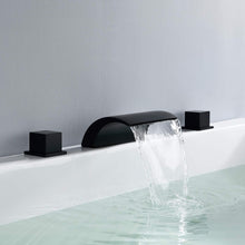 Carregar imagem no visualizador da galeria, Brushed Gold or Matte Black Or Brushed Nickel Waterfall Bathroom Sink Faucet with 3 Holes, 2 Handles and Pop-Up Drain