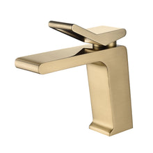 Load image into Gallery viewer, Brushed Gold Bathroom Sink Faucet single handle with pop up overflow brass drain