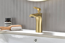 Load image into Gallery viewer, Brushed Gold Bathroom Sink Faucet single handle with pop up non-overflow brass drain