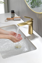 Load image into Gallery viewer, Brushed Gold Bathroom Sink Faucet single handle with pop up non-overflow brass drain