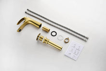 Load image into Gallery viewer, Brushed Gold Bathroom Sink Faucet single handle with pop up non-overflow brass drain
