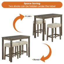 Carregar imagem no visualizador da galeria, 1 Traditional Breakfast Dining Table Set with 2 Stools for Apartment