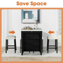 Carregar imagem no visualizador da galeria, 36" Modern Dining Table Set with 2 Stool, High Gloss Table Top, USB-A & USB-C Charging Ports