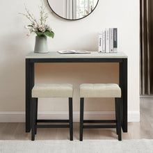 Carregar imagem no visualizador da galeria, 48" Modern Breakfast 1 Dining Table Set with 2 Stools for Apartment, Travertine Table Top