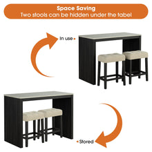 Carregar imagem no visualizador da galeria, 48" Modern Breakfast 1 Dining Table Set with 2 Stools for Apartment, Travertine Table Top