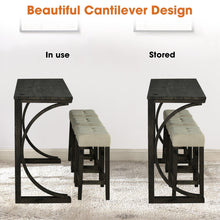 Carregar imagem no visualizador da galeria, 59" Rustic Dining&Bar Table Set with 3 Stools for Apartment, USB-A & USB-C Charging Ports