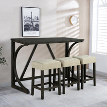Carregar imagem no visualizador da galeria, 59" Rustic Dining&Bar Table Set with 3 Stools for Apartment, USB-A & USB-C Charging Ports