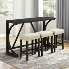 Carregar imagem no visualizador da galeria, 59" Rustic Dining&Bar Table Set with 3 Stools for Apartment, USB-A & USB-C Charging Ports