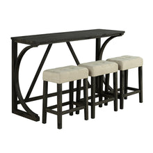 Carregar imagem no visualizador da galeria, 59" Rustic Dining&Bar Table Set with 3 Stools for Apartment, USB-A & USB-C Charging Ports