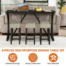 Carregar imagem no visualizador da galeria, 59" Rustic Dining&Bar Table Set with 3 Stools for Apartment, USB-A & USB-C Charging Ports