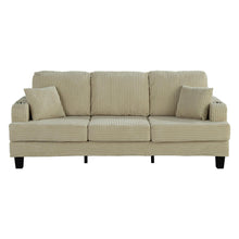 Load image into Gallery viewer, Beige 3 Piece Set Comfy Sofa Couch 3-Seater & Loveseat Sofa with Storage Ottoman with USB