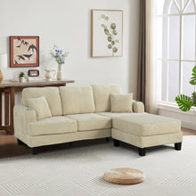 Load image into Gallery viewer, Beige 3 Piece Set Comfy Sofa Couch 3-Seater & Loveseat Sofa with Storage Ottoman with USB