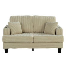 Load image into Gallery viewer, Beige 3 Piece Set Comfy Sofa Couch 3-Seater & Loveseat Sofa with Storage Ottoman with USB