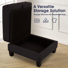 Load image into Gallery viewer, Black 3 Piece Set Comfy Sofa Couch 3-Seater & Loveseat Sofa with Storage Ottoman for Living Room with USB, Side Pockets, Pillows included