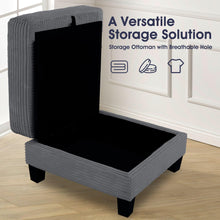 Load image into Gallery viewer, Dark Gray 3 Piece Set Comfy Sofa Couch 3-Seater & Loveseat Sofa with Storage Ottoman for Living Room with USB, Side Pockets, Pillows included