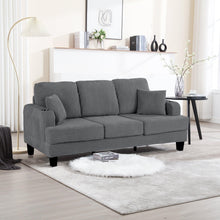 Load image into Gallery viewer, Dark Gray 3 Piece Set Comfy Sofa Couch 3-Seater & Loveseat Sofa with Storage Ottoman for Living Room with USB, Side Pockets, Pillows included