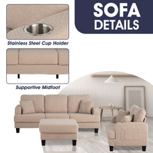 Load image into Gallery viewer, Beige 3-Piece Sofa Set with Storage Ottoman & USB Charging