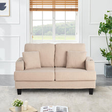 Load image into Gallery viewer, Beige 3-Piece Sofa Set with Storage Ottoman & USB Charging