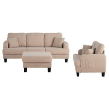 Load image into Gallery viewer, Beige 3-Piece Sofa Set with Storage Ottoman & USB Charging