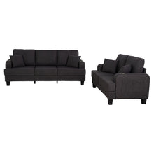 Load image into Gallery viewer, Dark Gray 3-Piece Sofa Set with Storage Ottoman & USB Charging