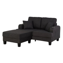 Load image into Gallery viewer, Dark Gray 3-Piece Sofa Set with Storage Ottoman & USB Charging