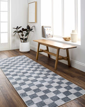 Carregar imagem no visualizador da galeria, Alie Blue Gray Checkered Washable Rug
