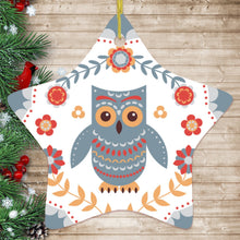 Carregar imagem no visualizador da galeria, Scandinavian Owl Ornament, Ethnic Folk Boho Decoration, Mexican Style