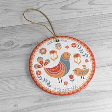 Carregar imagem no visualizador da galeria, Scandinavian Folk Bird Christmas Ornament