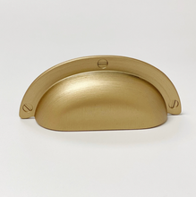 Carregar imagem no visualizador da galeria, Capri Brushed Gold Cup Drawer Pull, Ring Pull or Round Cabinet Knob