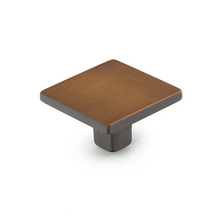 Load image into Gallery viewer, Distressed Bronze Drawer Pulls "Armand" Square Knobs and Curved Handles