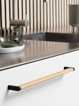 Load image into Gallery viewer, Black and Oak Wood "Crossing" Cabinet Knob and Drawer Handles