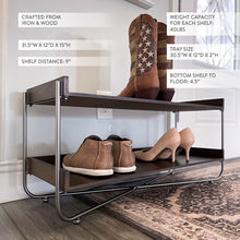 Carregar imagem no visualizador da galeria, Modern Wood and Metal Shoe Rack