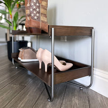Carregar imagem no visualizador da galeria, Modern Wood and Metal Shoe Rack