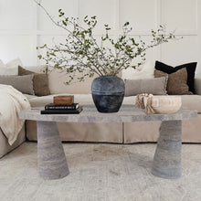 Carregar imagem no visualizador da galeria, Silver Travertine Vein-cut Coffee Table Conic legs Honed (W)24" (L)48" (H)16"