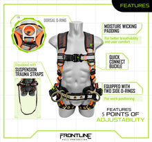 Carregar imagem no visualizador da galeria, Frontline 100RCTB Combat Reflective Construction Full Body Harness with Tongue Buckle Legs and Trauma Straps XL/2X